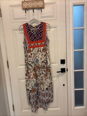 Umgee Floral boho mixed media high low gorgeous festival dress size small